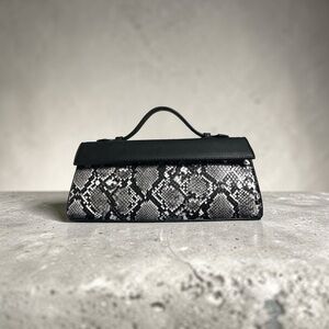 Urban Expressions Black & White Snake-Print Top Handle Mini Bag